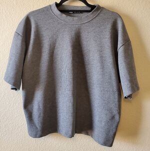 Zara Women's Gray Short Sleeve Shirt